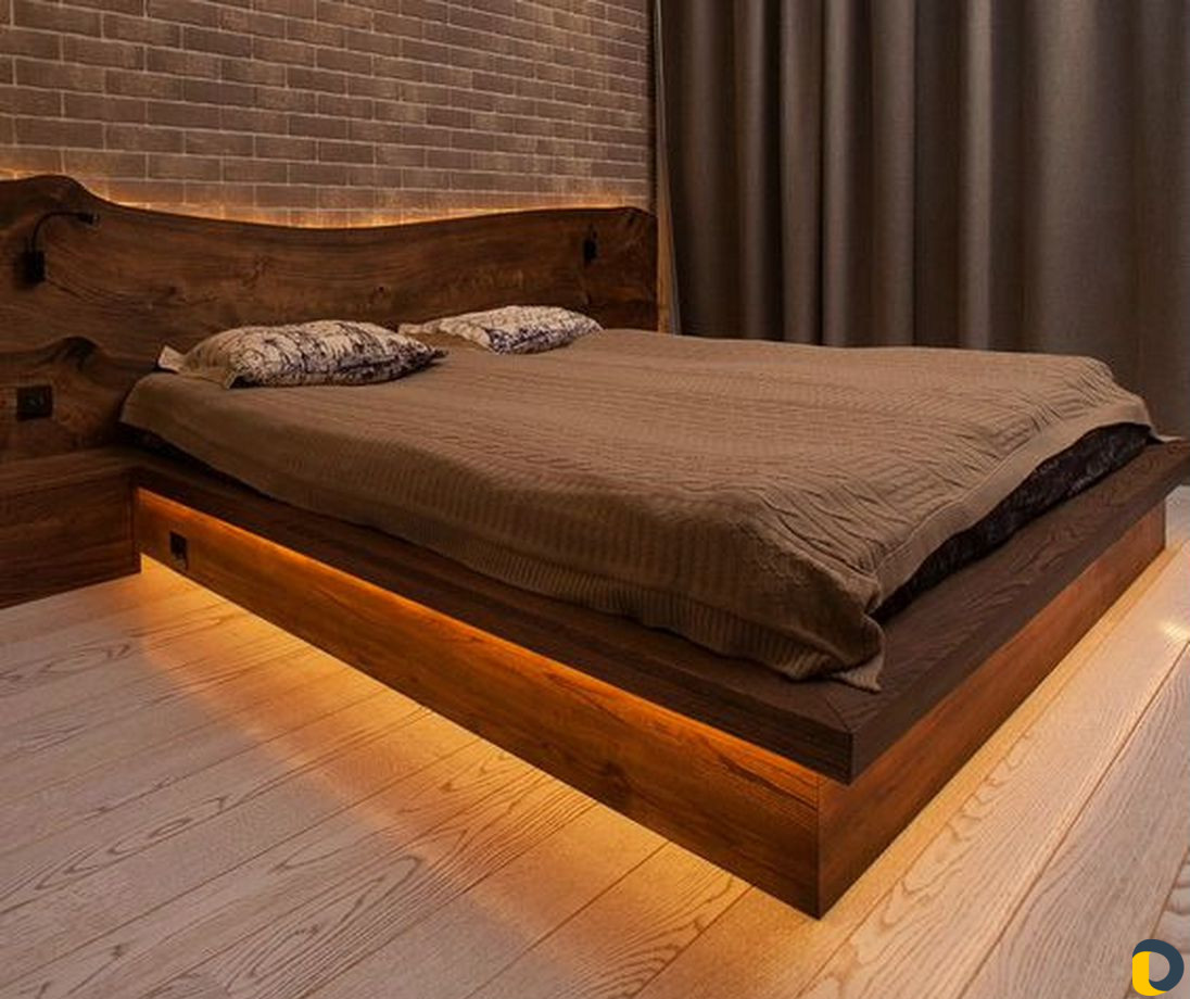 Кровать из слэба дерева лофт