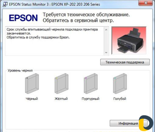 Выполнить сброс уровня чернил. Epson сброс уровня чернил.